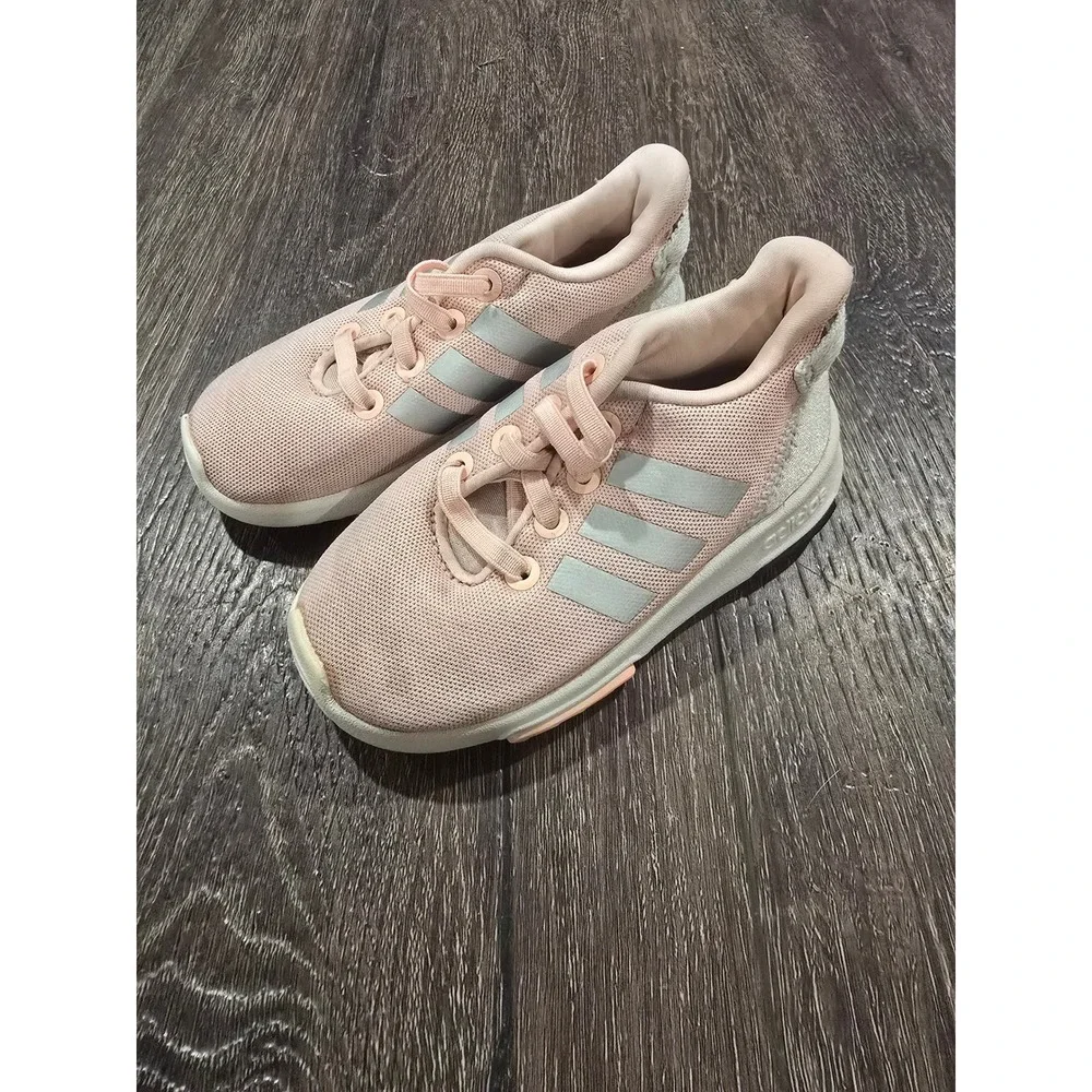 Adidas RapidaRun Toddler Girls Pink Silver Mesh Running Shoes DB1877 Size 6K